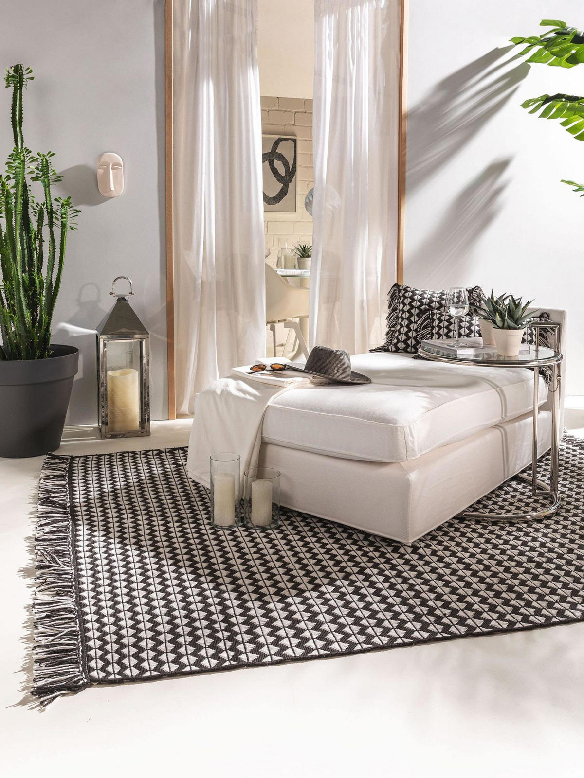TEPPICH aus recyceltem Material Morty Schwarz/Weiß 80x150 cm - Schwarz/Weiß, Textil (80/1cm) - KUNSTLOFT