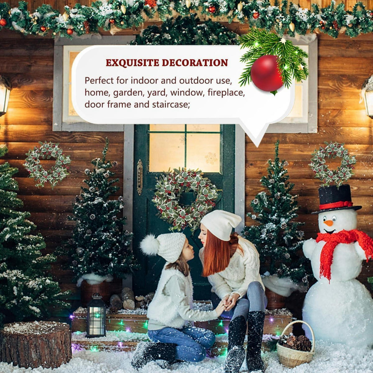 WEIHNACHTS-GIRLANDE 2-teiliges Set 2 Meter mit roten Beeren und Stechpalmenblättern - Multicolor, Kunststoff (200cm)