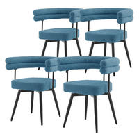 OTÁČIVÉ JÍDELNÍ ŽIDLE, sada 4 ks, modrá látka Teddy - modrá/černá, kov/textil (63/75/55cm) - ML-DESIGN