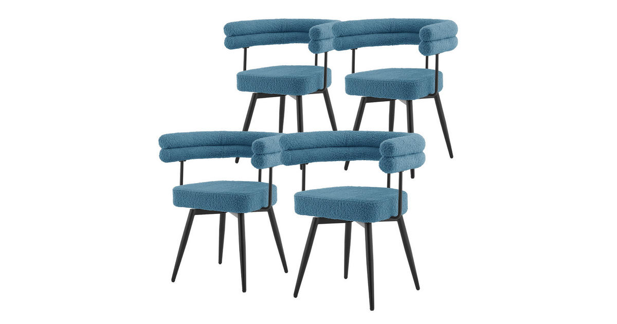 ML-DESIGN ESSZIMMERSTÜHLE drehbar 4er Set Blau Teddy-Stoff jetzt nur ...