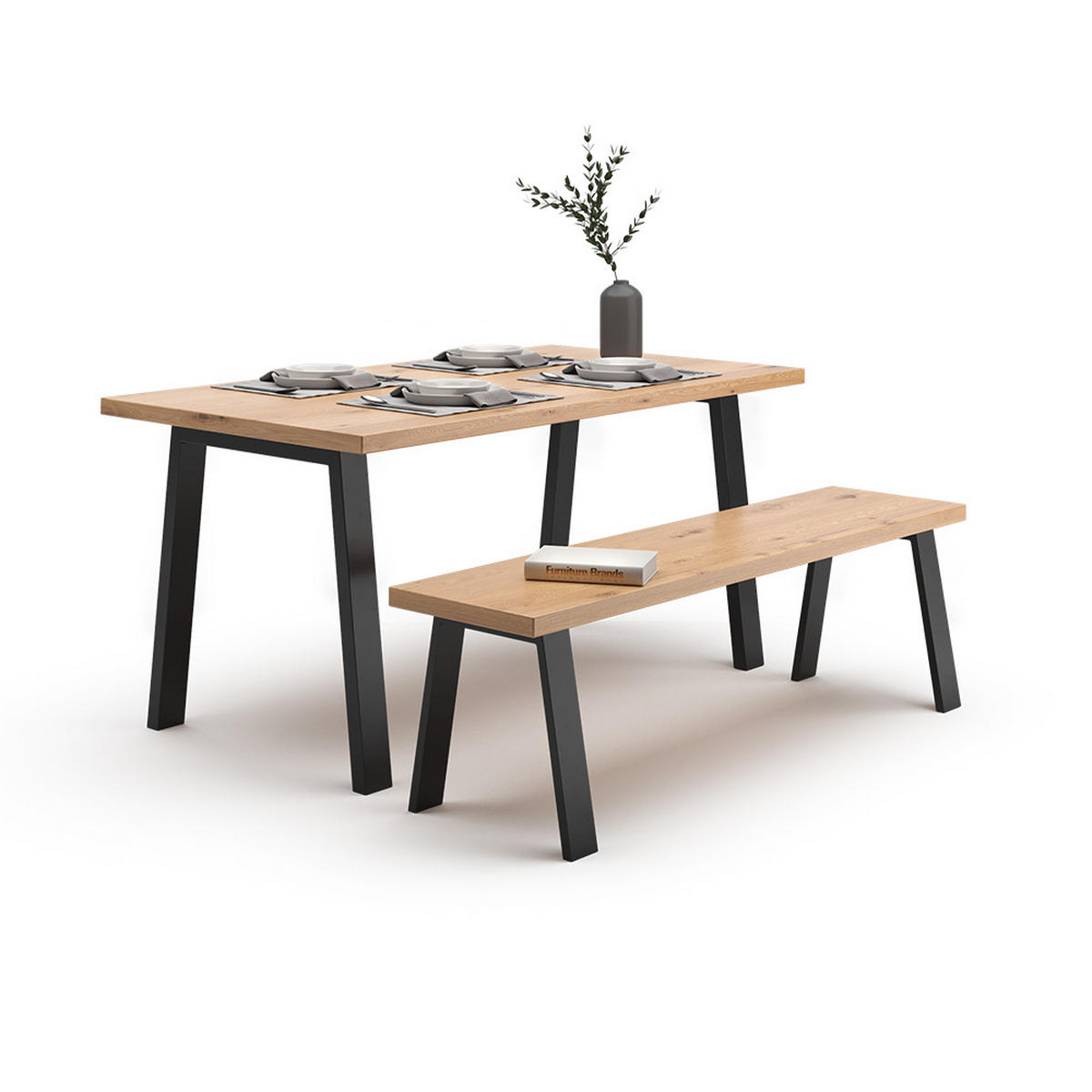 TISCHBEINE Schwarz 75 x 72 cm U-förmig - Schwarz, Metall (75/72/8cm) - Vicco