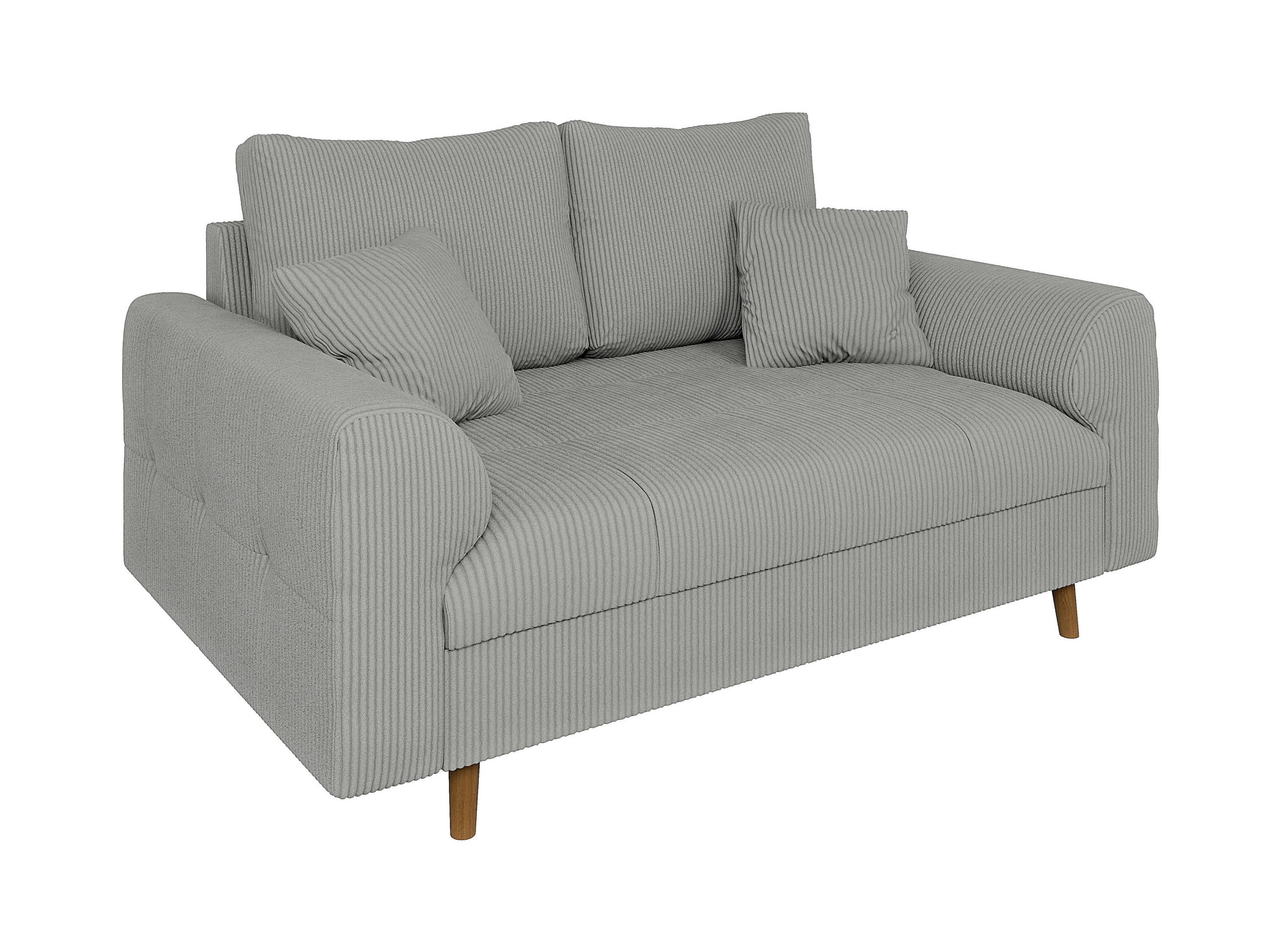 2-SITZER-SOFA Alma Hellgrau Cord - Hellgrau/Braun, Holz/Textil (150/81/93cm) - S-Style Möbel