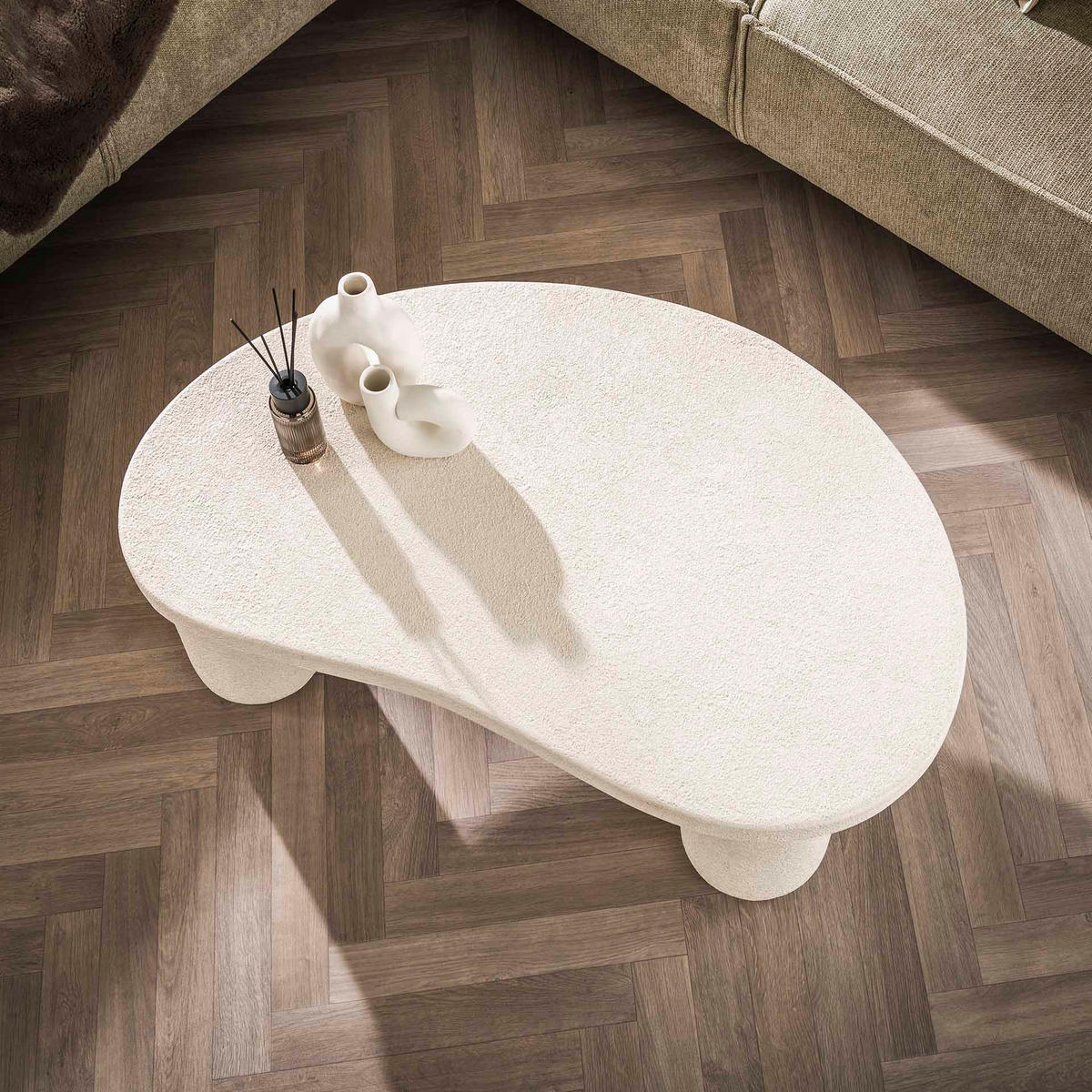 COUCHTISCH Pebble White 70/110/38 cm - Weiß, Holz (70/110/38cm) - Hoyz Collection