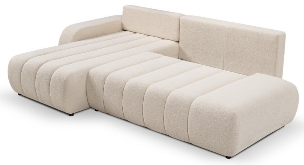 ECKSOFA Creme ALOO Mit Schlaffunktion Links Stoff Bouclé - Beige, Textil (276/176cm) - Sepro Meble