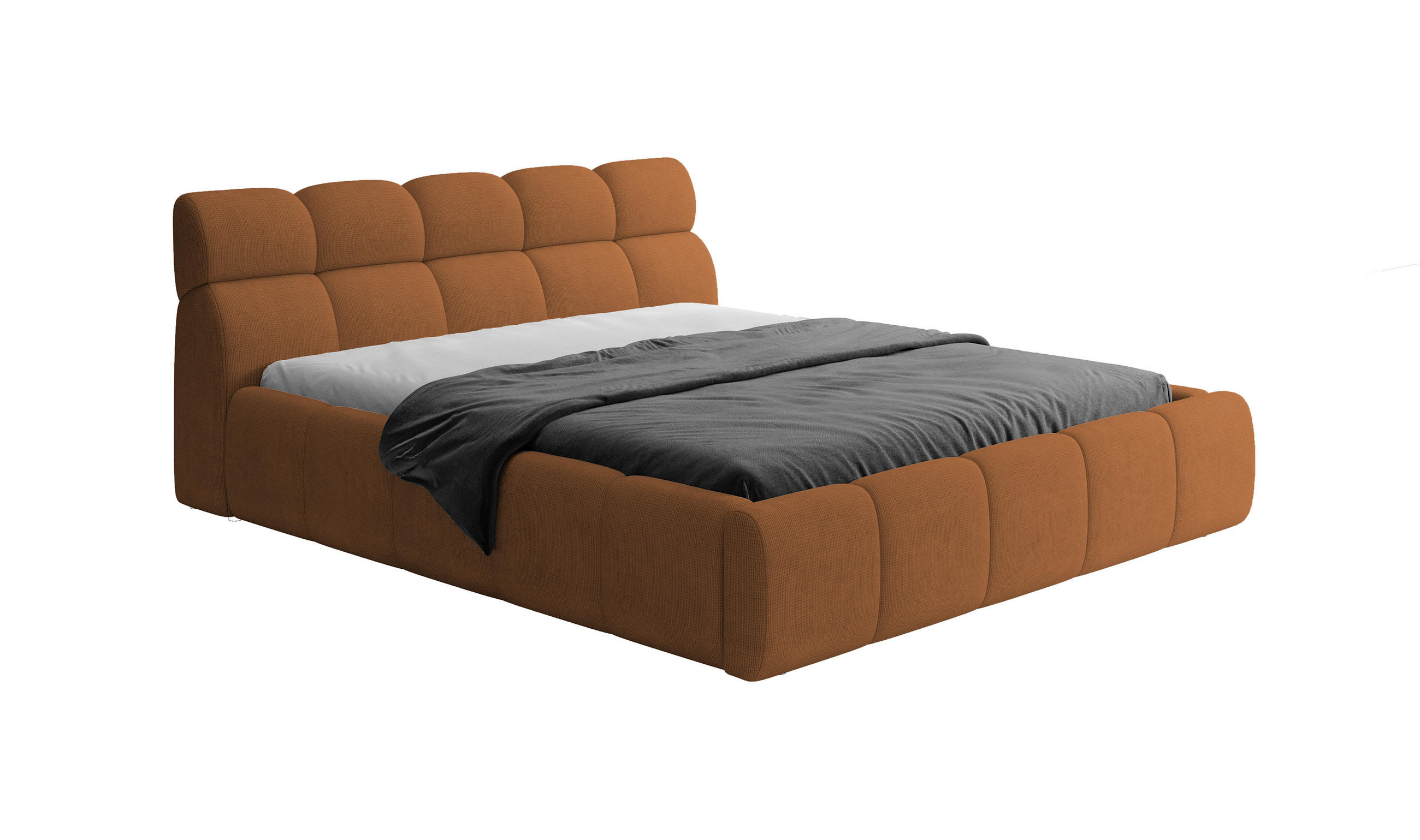 POLSTERBETT GIULIA, komfortabel, mit Bettkasten, verstellbarem Kopfteil und LED, 180x200x96 cm, Farbe Orange - Schwarz/Orange, Holzwerkstoff/Kunststoff (180/200cm) - DomoHome