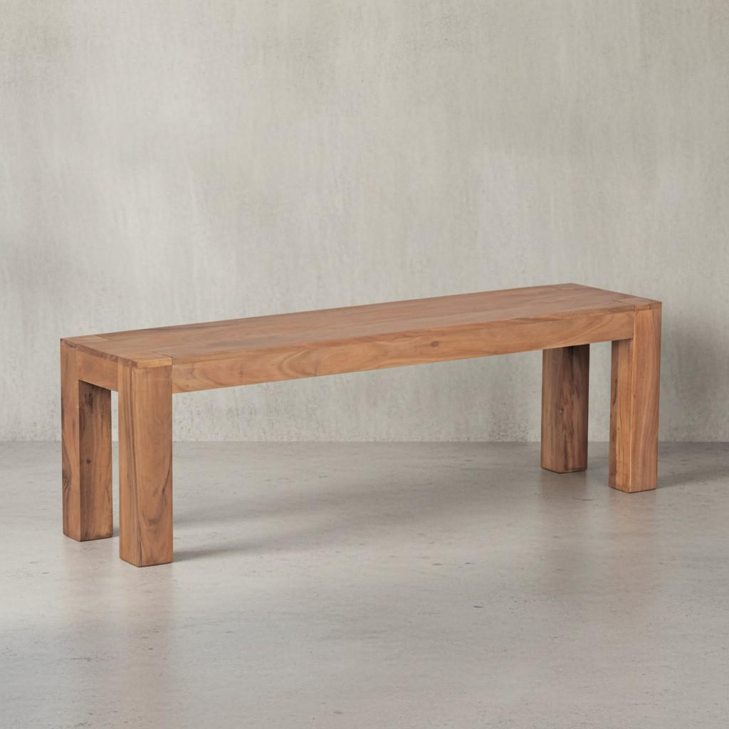 SITZBANK Massivholz Landhausstil handgefertigt, Beige 140x35x45 cm - Beige, Holz (140/45/35cm) - KADIMA DESIGN