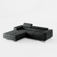 ECKSOFA VEMO CORE Links Schwarz Velours-Stoff mit Schlaffunktion und Bettkasten - Schwarz, Holz/Metall (280/205cm) - Barchello