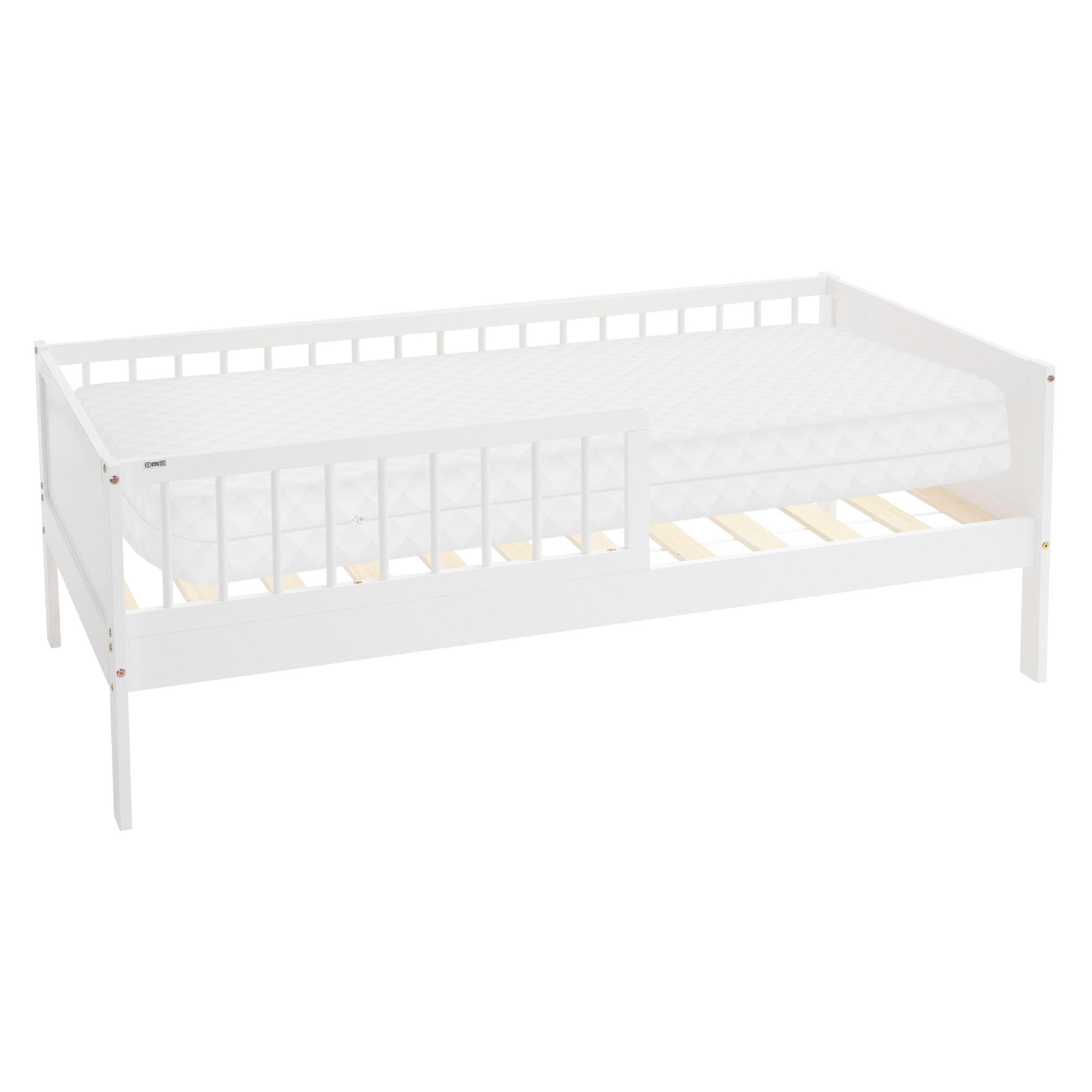 KINDERBETT mit Matratze 80x160 cm Weiß - Weiß, Holzwerkstoff - ML-DESIGN