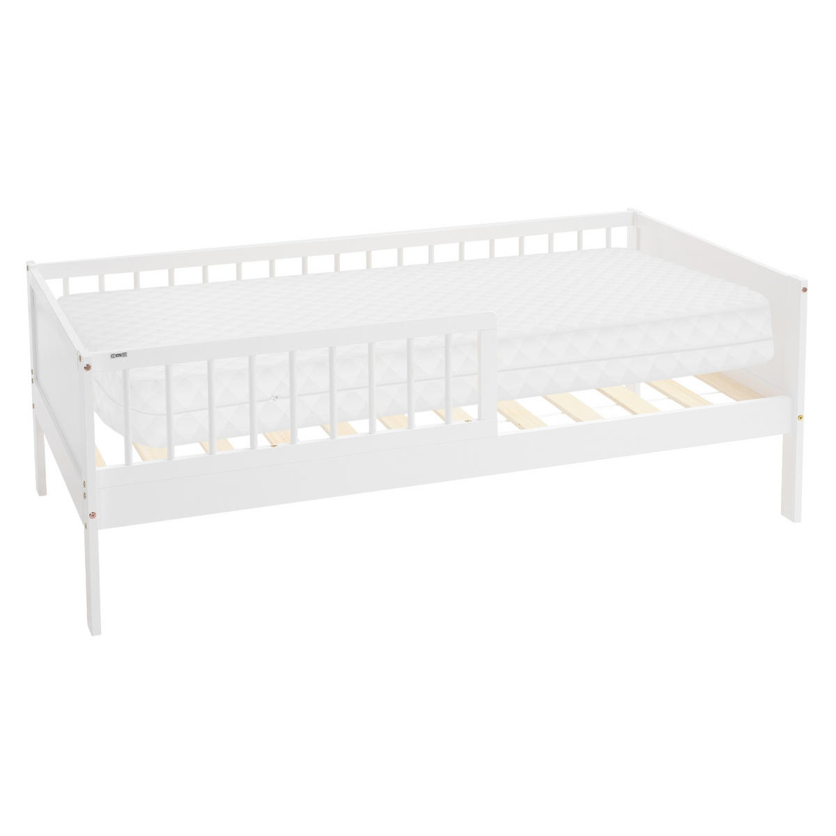 KINDERBETT mit Matratze 80x160 cm Weiß - Weiß, Holzwerkstoff - ML-DESIGN