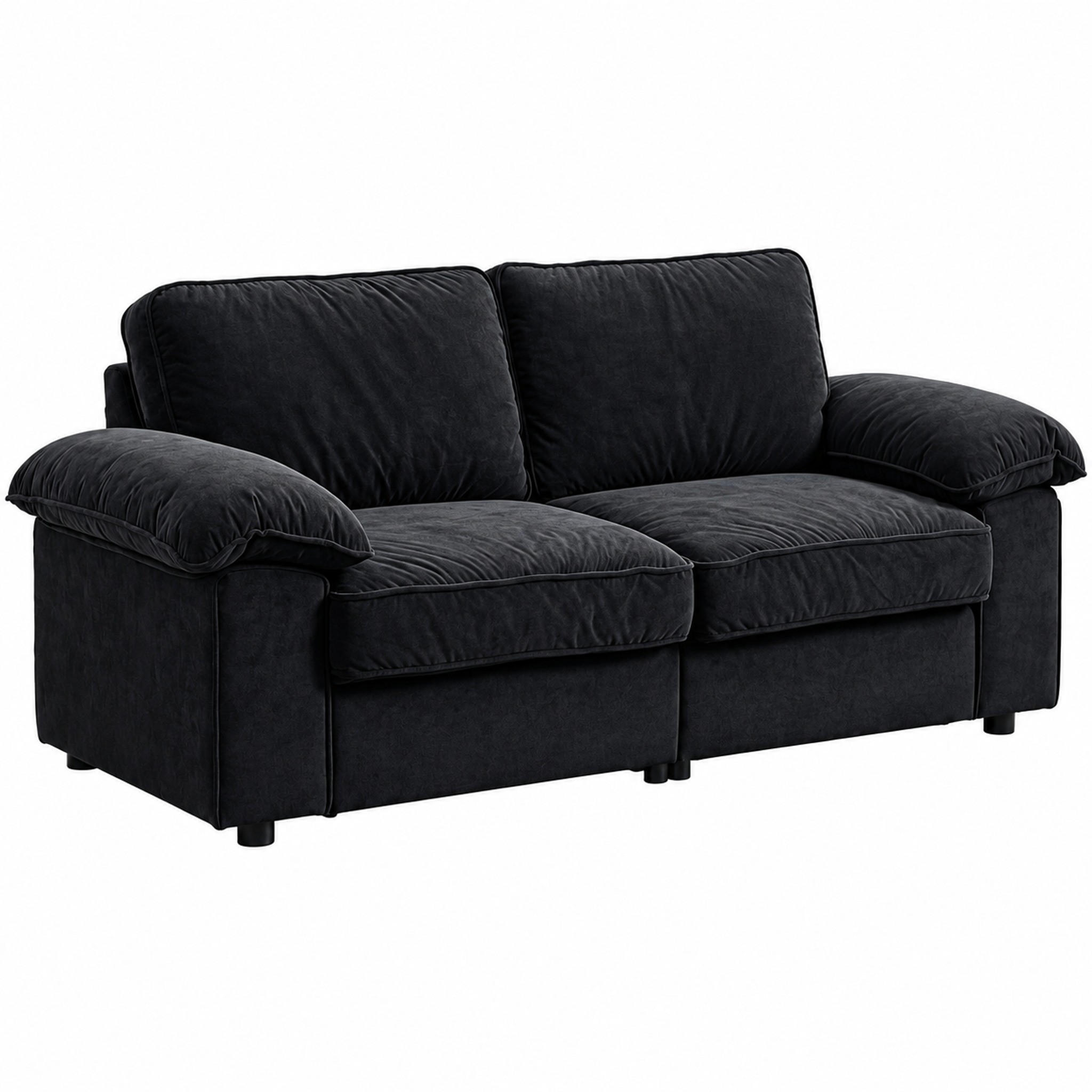 SOFA mit Stauraum Schwarz Massivholz MDF - Schwarz, Holzwerkstoff (201/89/91cm) - Meubliv