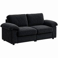 SOFA mit Stauraum Schwarz Massivholz MDF - Schwarz, Holzwerkstoff (201/89/91cm) - Meubliv