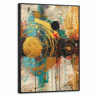 LEINWAND Bilder mit Rahmen - Abstrakt - Kunst - Gold - Modern - 50x70 - Multicolor, Textil (50/70cm) - MuchoWow