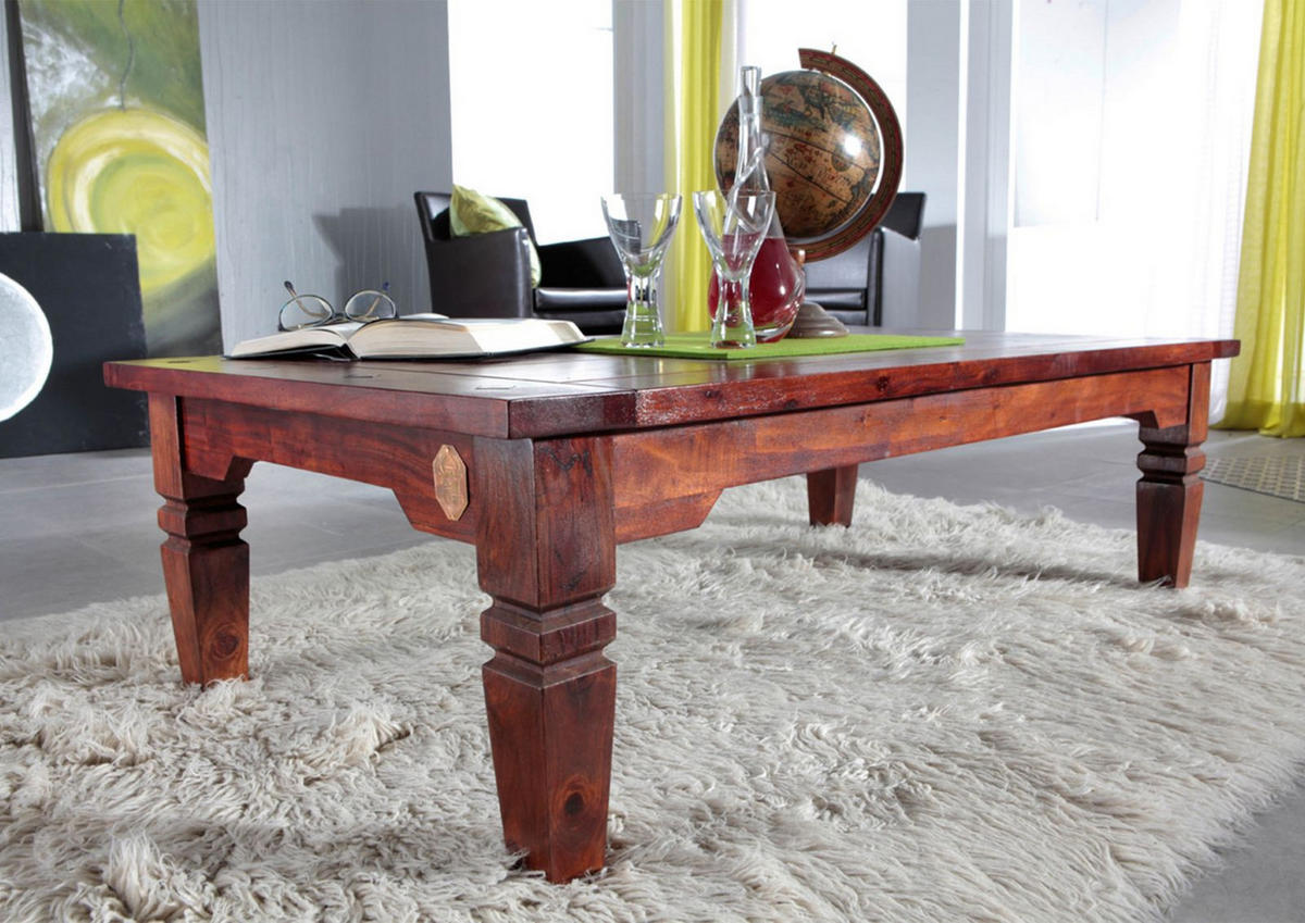 COUCHTISCH Akazie 135x75x40 nougat lackiert OXFORD #429 - Dunkelbraun, Holz (135/75/40cm) - Massivmoebel24