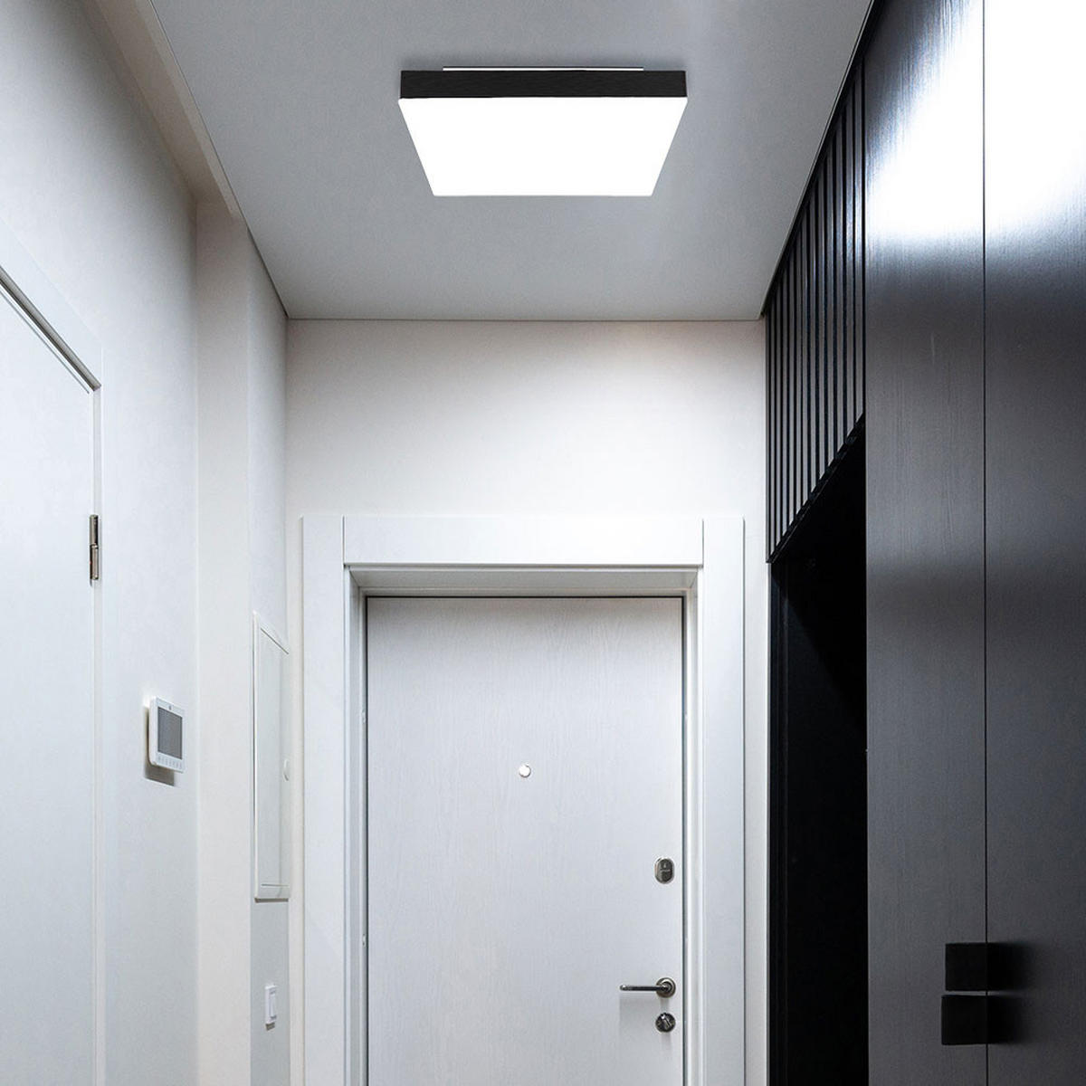 LED DECKENLEUCHTE Doro Metall Schwarz Weiß - Schwarz, Metall (30/30/6.5cm) - Globo Lighting