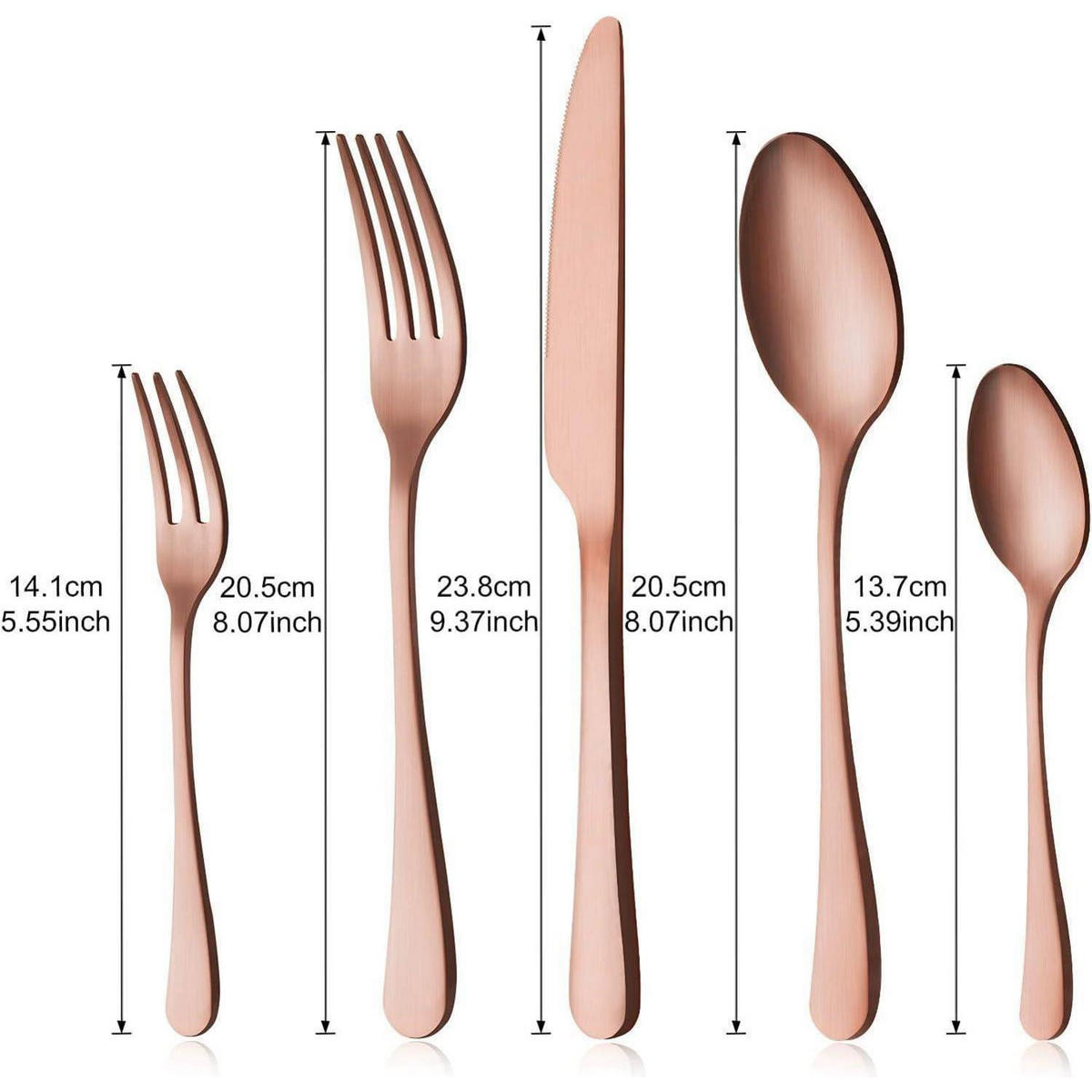 BESTECK Set 30-teilig Roségold Mattiert - Goldfarben, Metall