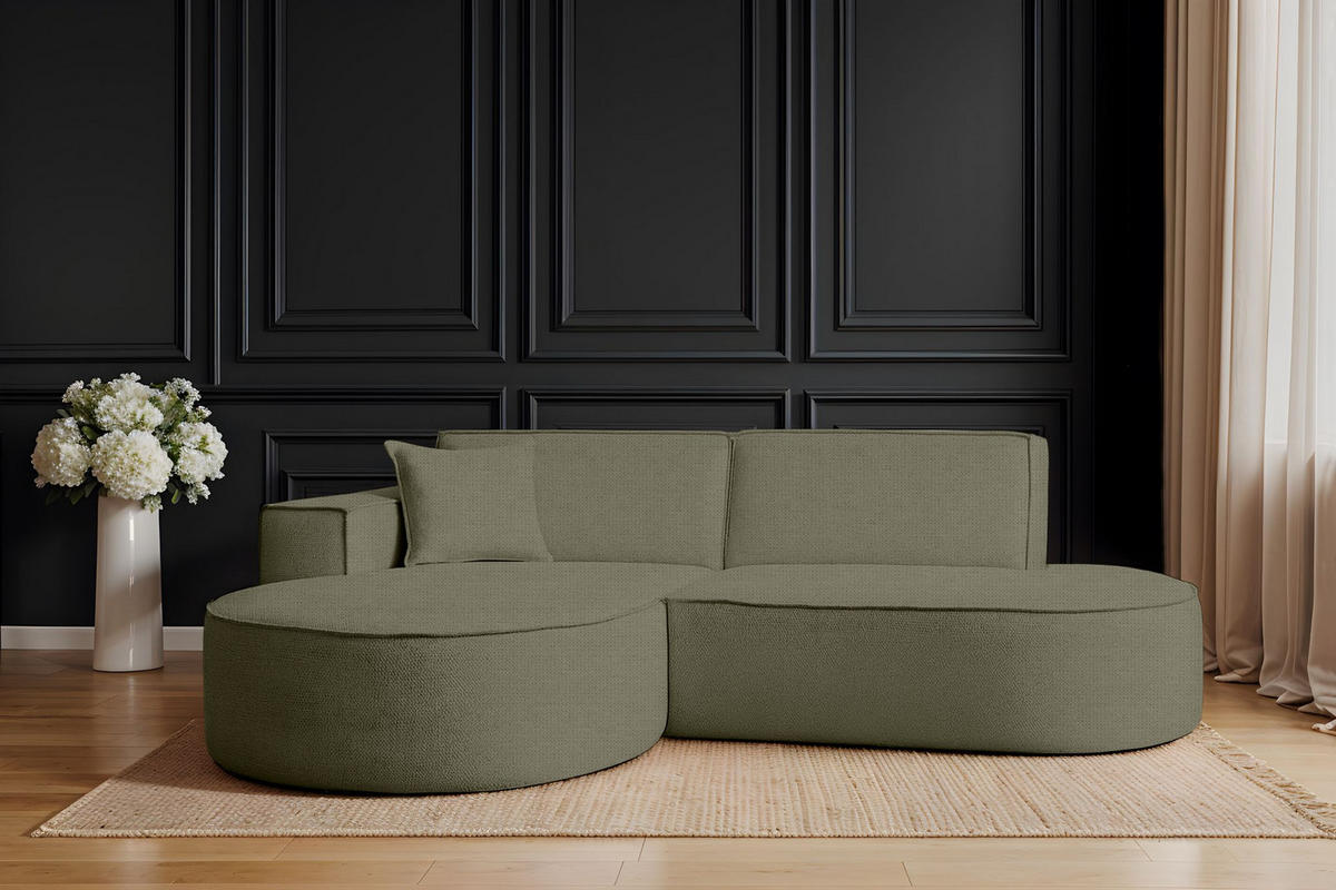 ECKSOFA Modena Studio Stoff Artico, Moss Links - Grün, Holz/Textil (165/236cm) - Kaiser Möbel