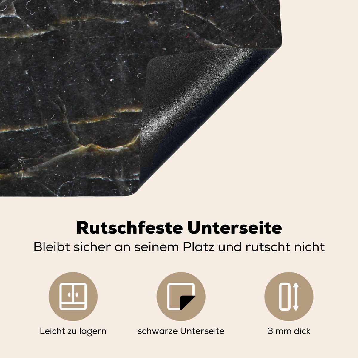 HERDABDECKPLATTE Marmor - Schwarz - Gold - Grau - Marmorstruktur 70x52 cm - Goldfarben, Kunststoff (70/0.2/52cm) - MuchoWow