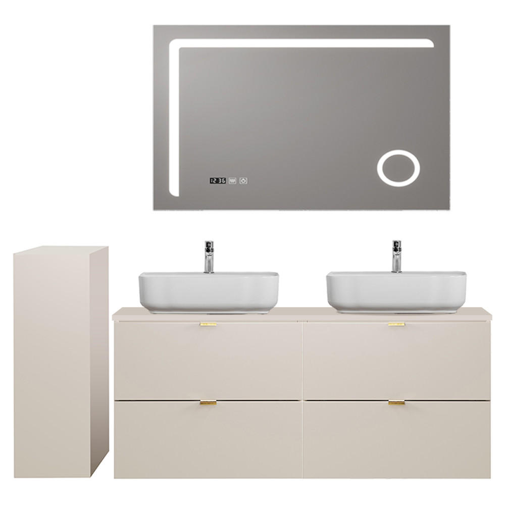 BADMÖBEL-SET 3-TLG. Durango-56 - Beige, Holzwerkstoff (165/200/47cm) - Lomado