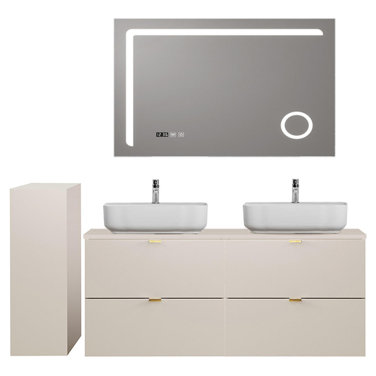 BADMÖBEL-SET 3-TLG. Durango-56 - Beige, Holzwerkstoff (165/200/47cm) - Lomado