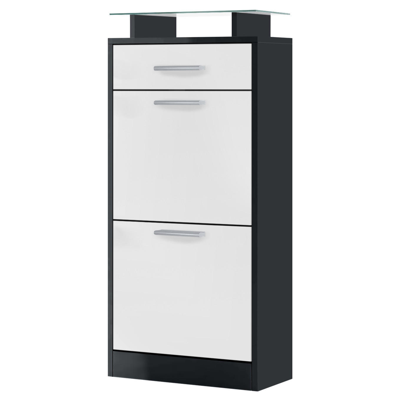 SCHUHSCHRANK Loret Front in Weiß matt - Weiß, Holzwerkstoff (46/104/23cm) - Vladon