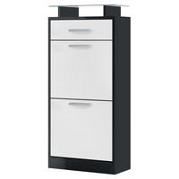 SCHUHSCHRANK Loret Front in Weiß matt - Weiß, Holzwerkstoff (46/104/23cm) - Vladon