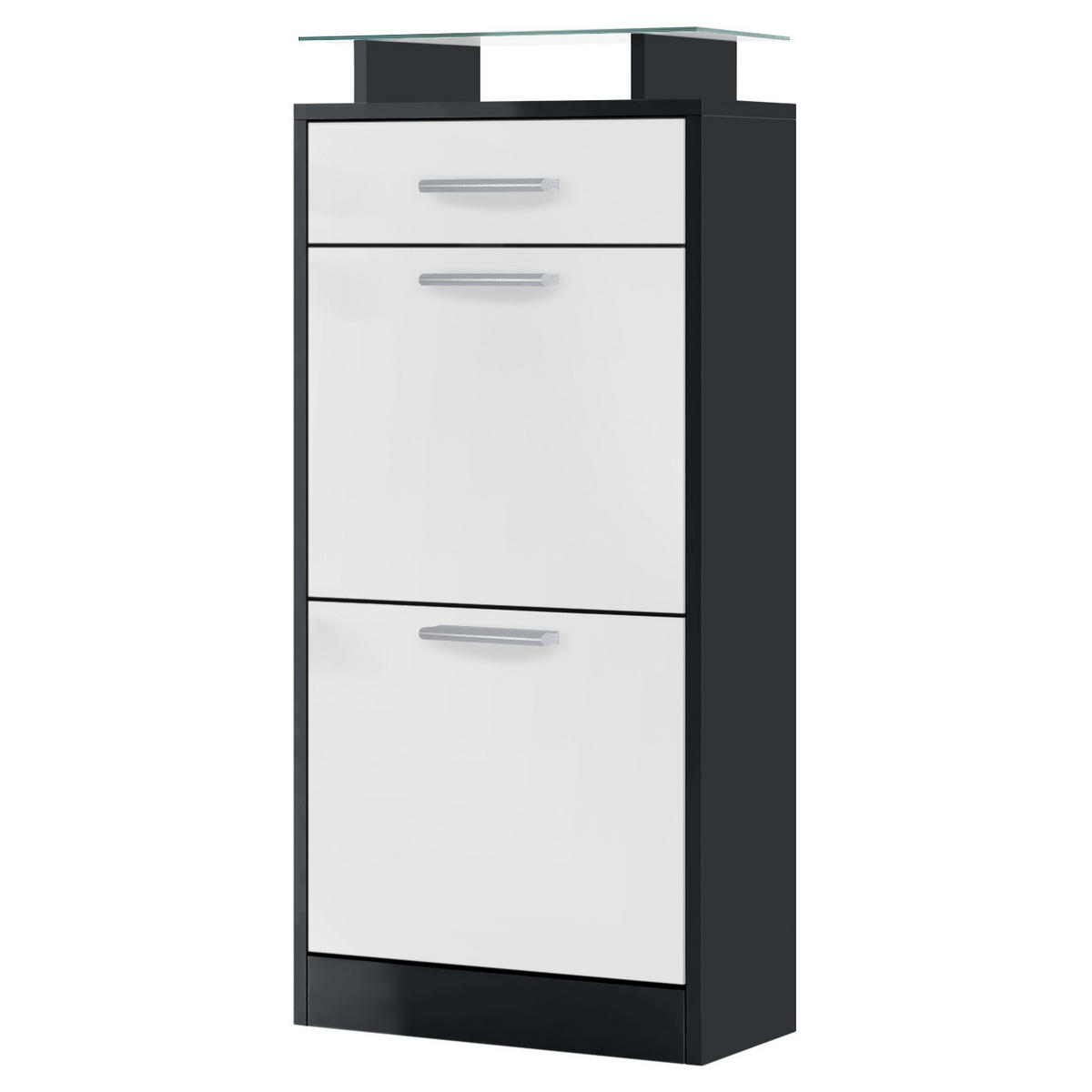 SCHUHSCHRANK Loret Front in Weiß matt - Weiß, Holzwerkstoff (46/104/23cm) - Vladon