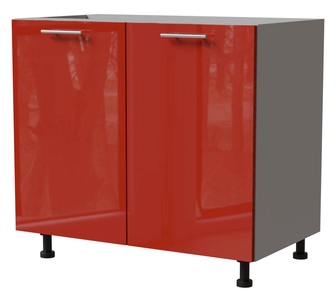 Feldmann-Wohnen Küchenunterschrank Rot, Grau 90x82x50 cm