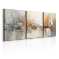 LEINWANDBILDER 3-es Set Abstrakte Kunst - Beige/Schwarz, Textil (90/40cm) - Muralo