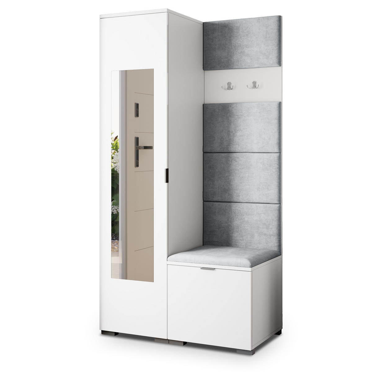 GARDEROBENSCHRANK VIRA 95/181/51 cm Modern Weiß - Weiß, Holzwerkstoff (95/181/51cm) - MASSENO
