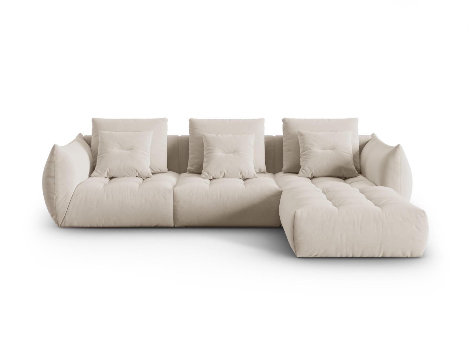 ECKSOFA modular links Bloom aus Samt ecru 2 Sitzplätze - Ecru, Textil (216/332cm) - Micadoni