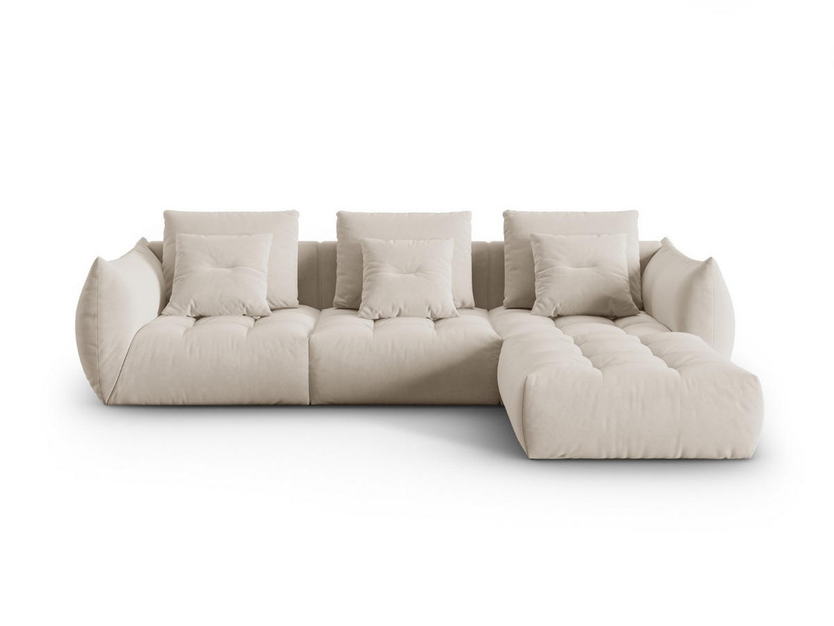ECKSOFA modular links Bloom aus Samt ecru 2 Sitzplätze - Ecru, Textil (216/332cm) - Micadoni