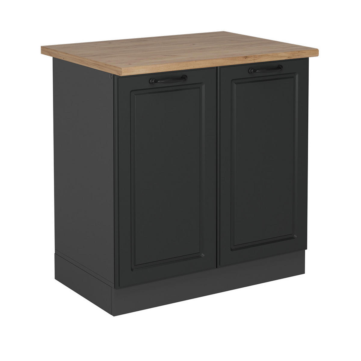 SPÜLENUNTERSCHRANK R-Line Anthrazit Landhaus 80 cm , AP Eiche - Anthrazit, Holzwerkstoff (80/81.6/60cm) - Vicco