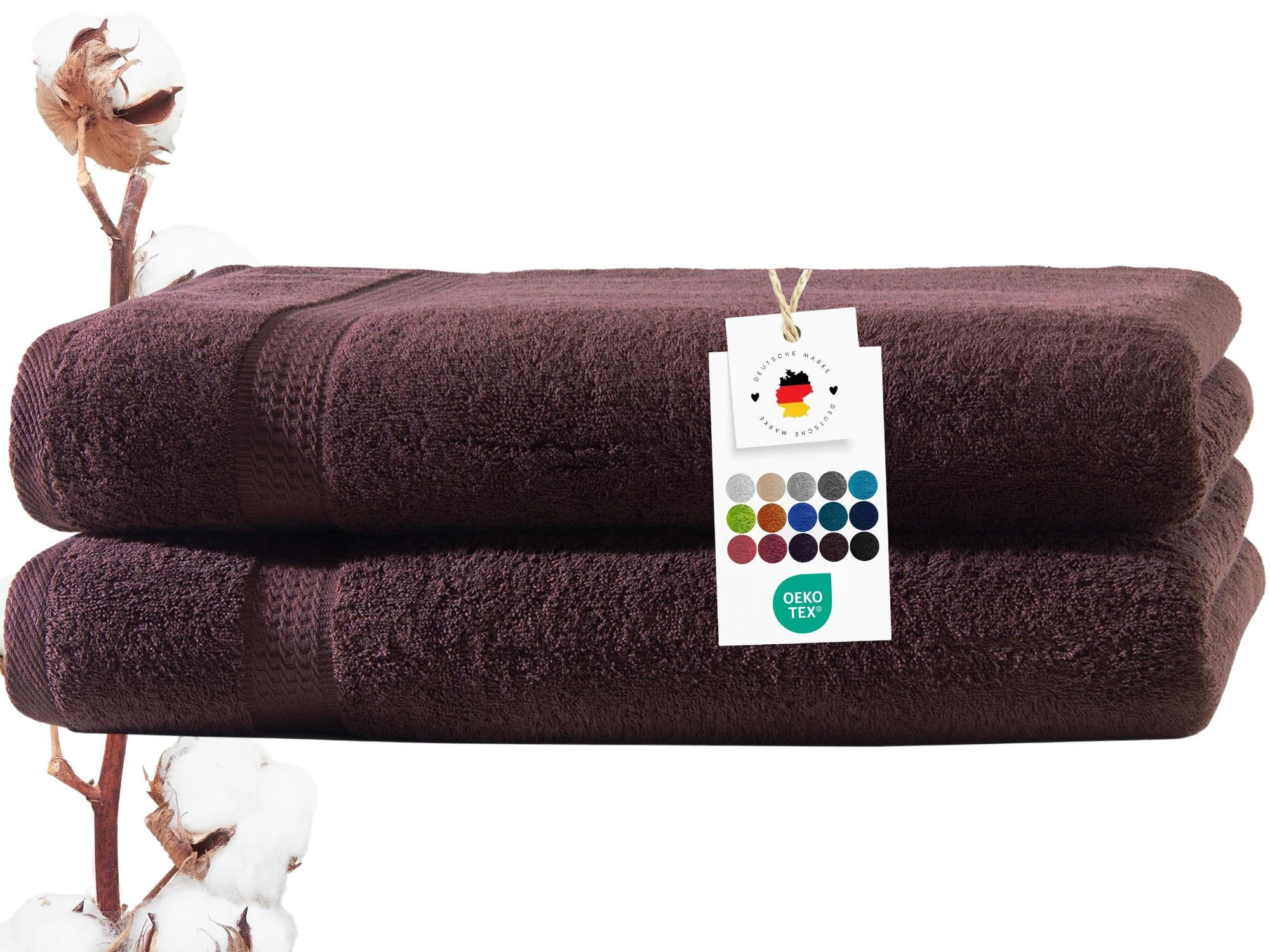 BADETUCH 100x150 cm Frottier Handtücher im 2er Set aus 100% Baumwolle, Braun 500g/m2 - Braun, Textil (100/150cm) - Carpe Sonno