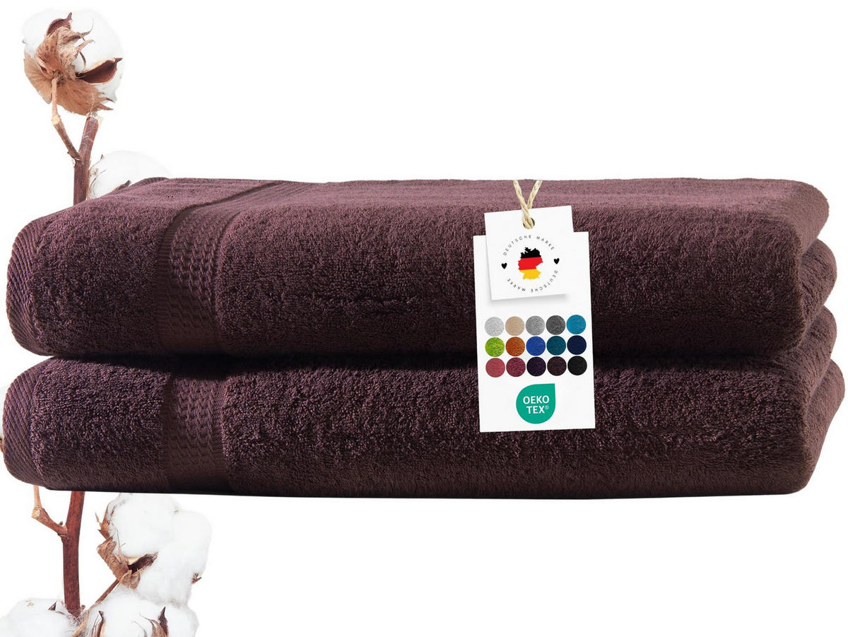 DUSCHTUCH 70x140 cm Frottier Handtücher im 2er Set aus 100% Baumwolle, Braun 500g/m2 - Braun, Textil (70/140cm) - Carpe Sonno