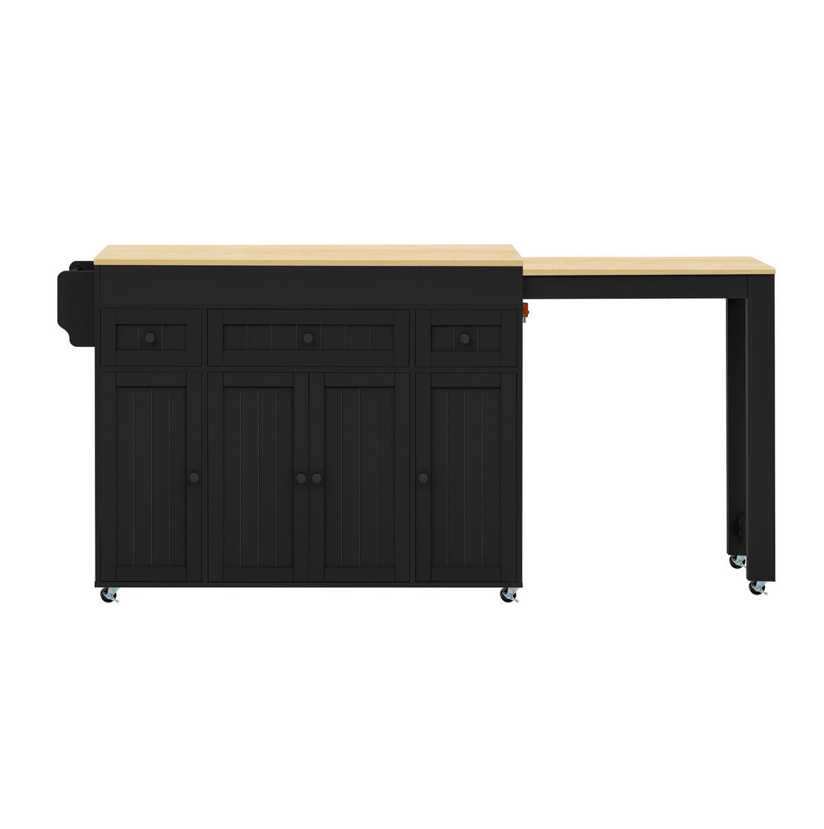 KÜCHENINSEL mit ausziehbarer Arbeitsplatte 137-190,6 x 45,2 x 92 cm Schwarz/Natur - Schwarz, Holz (45.2/92/137cm) - Beauniv