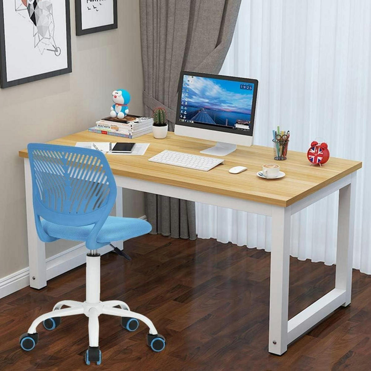 BÜROSTUHL 2er Set Blau Verstellbar Ergonomisch - Blau, Kunststoff (38.5/75/40cm)