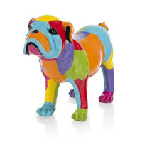 STATUE DOGGE, Deko Figur, Hund Figur, Skulptur, Bunte Figur, Tierfigur, Deko Hund, Wohn Deko, Garten Deko, Geschenk Idee, Modern, Kunst Figur - Multicolor, Naturmaterialien (25/20/10cm) - COCOMaison