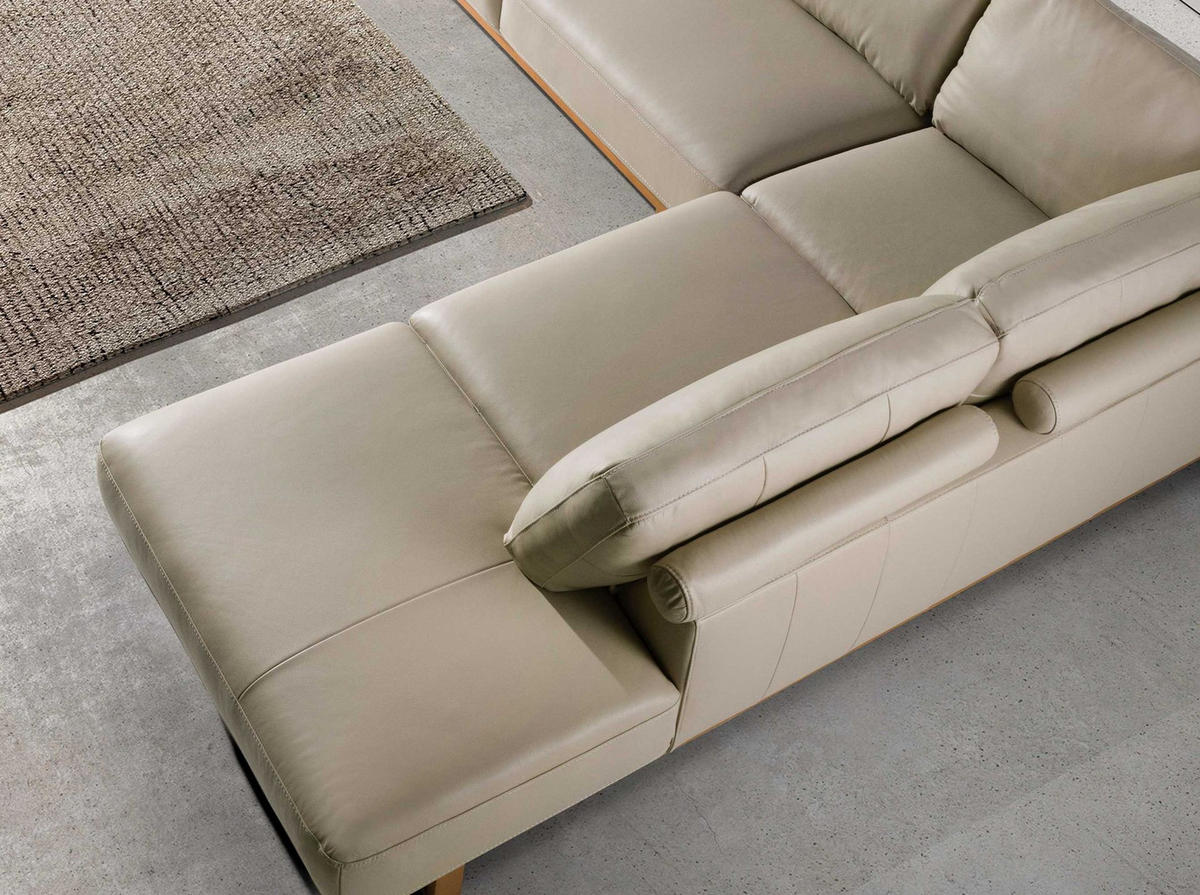 ECKSOFA Rechtes Ecksofa in Leder sand 316/252/82 cm - Sandfarben/Honig, Leder (316/252cm) - ANGEL CERDA