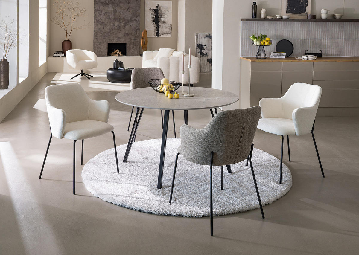 ESSTISCH - rund - Grau, Holzwerkstoff/Metall (120/120/75cm) - home24
