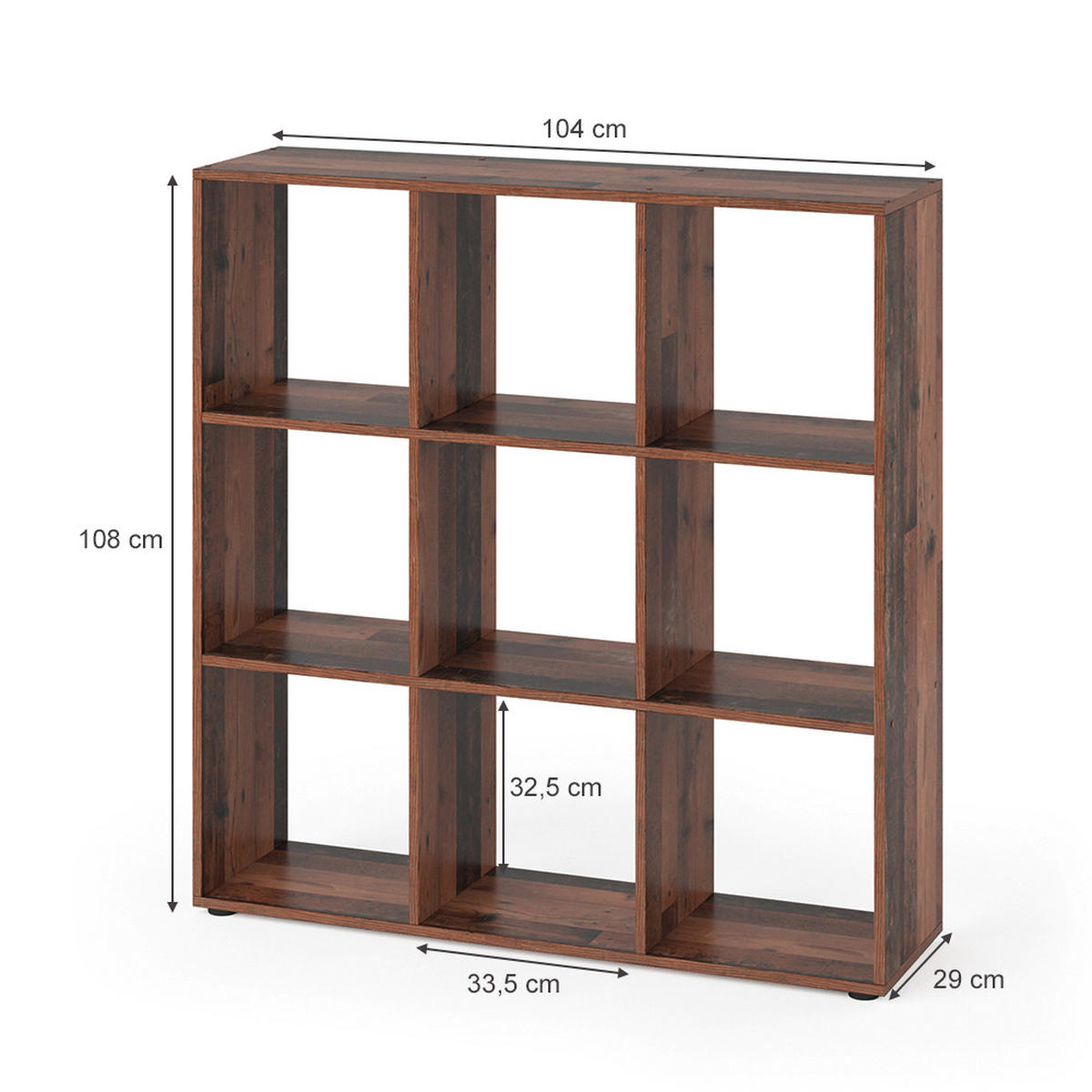 RAUMTEILER Nove Antikholz 104 x 108 cm - Alteiche, Holzwerkstoff (104/108/29cm) - Vicco
