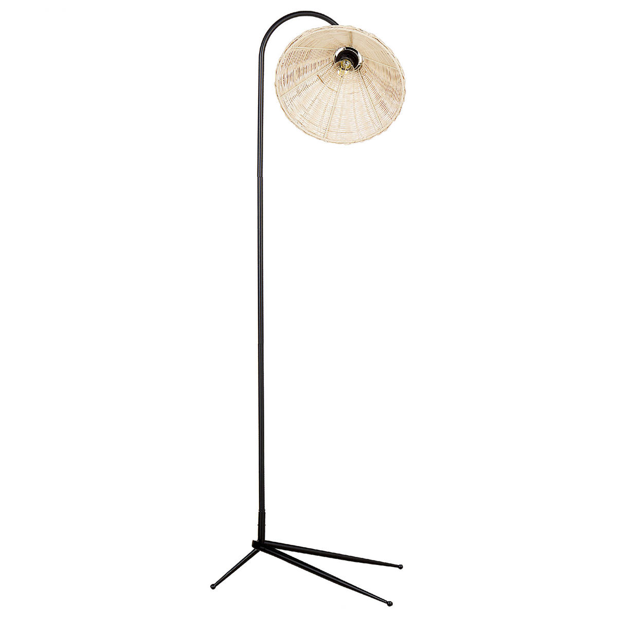 STEHLAMPE Naturfarben/Schwarz Kerian - Schwarz/Naturfarben, Naturmaterialien (63/46/148cm) - Beliani