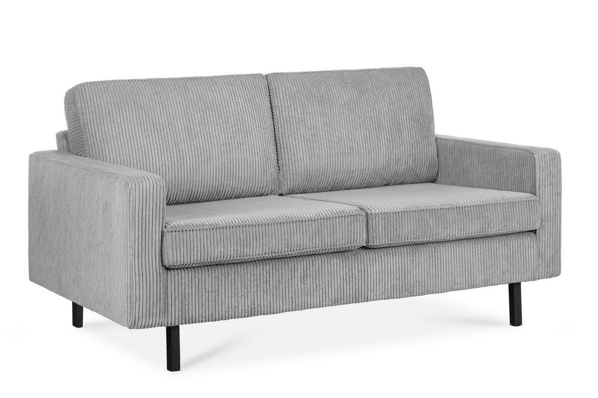 2-SITZER-SOFA INVIA Klassische-Stil mit Armlehnen, Feinkord-Stoff, Grau - Hellgrau/Schwarz, Textil (164/87/98cm) - KONSIMO®