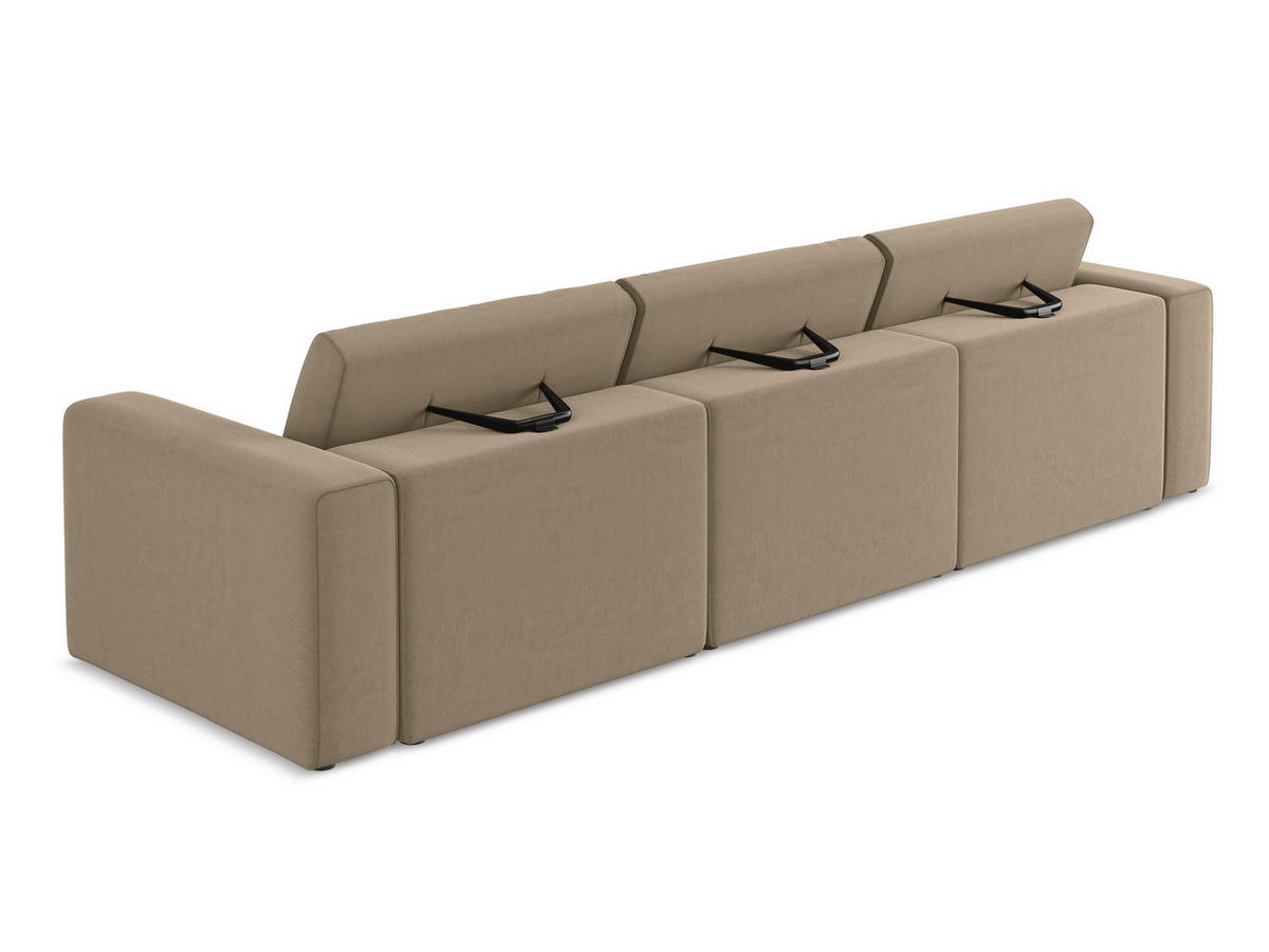 4-SITZER-SOFA Samt Stoff Beige - Beige/Schwarz, Kunststoff/Textil (314/80/103cm) - Makamii
