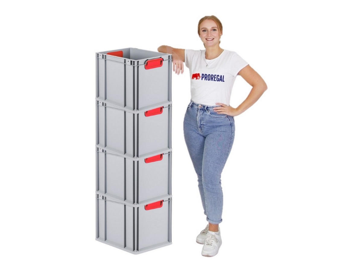 EUROBOX 4x Nextgen Color 32x30x40cm 30 Liter Griffe Rot Geschlossen - Rot, Kunststoff (30/32/40cm) - PROREGAL