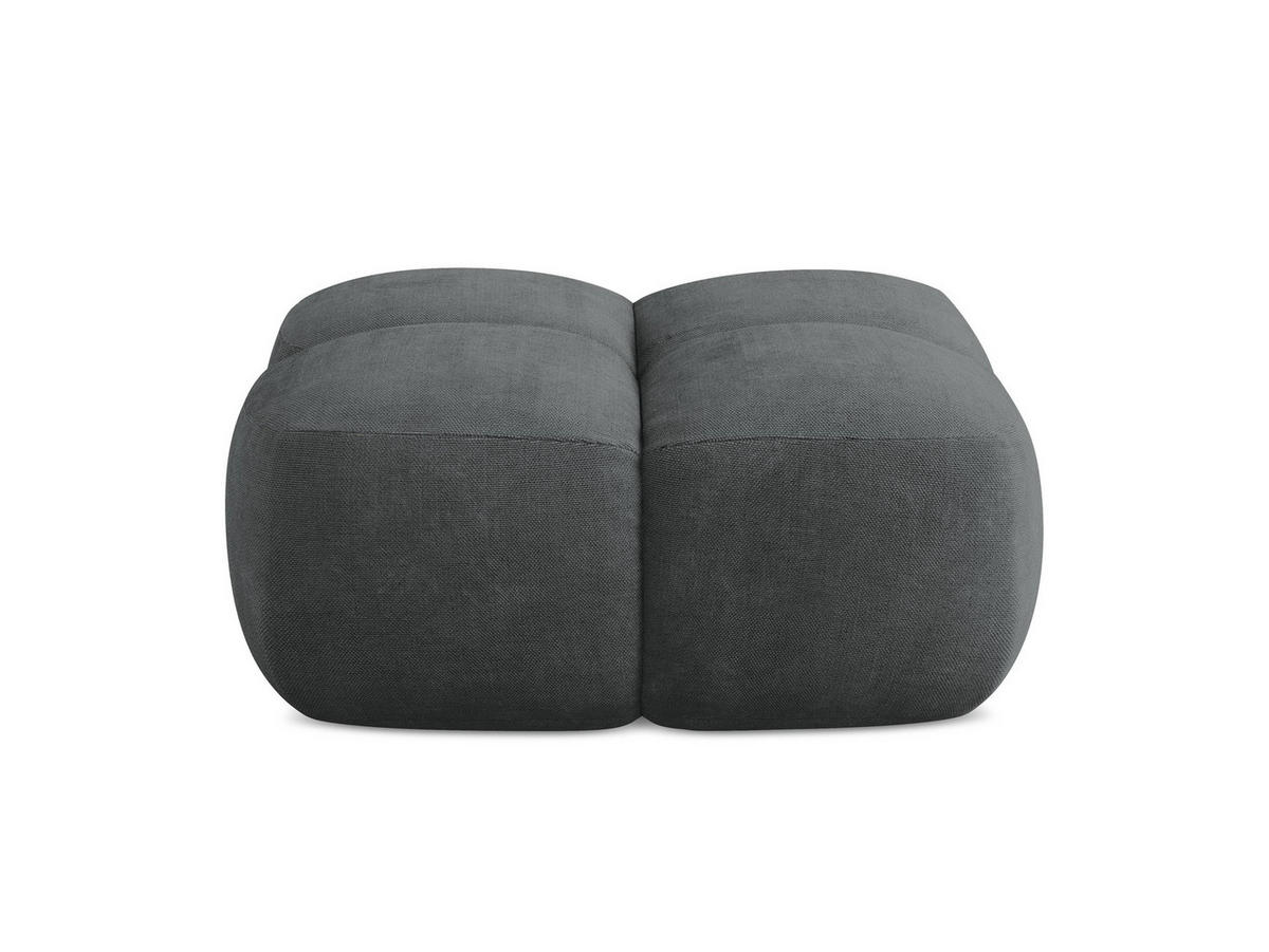 POUF Chenille Stoff Grau - Dunkelgrau/Schwarz, Holzwerkstoff/Kunststoff (90/39/90cm) - Makamii