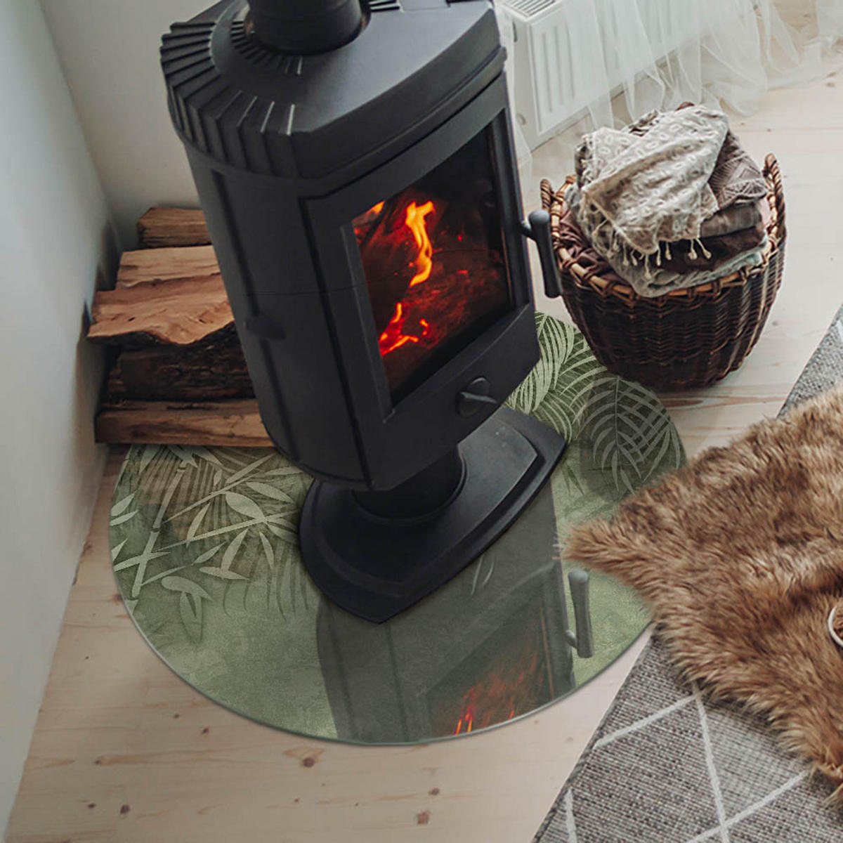 GLASPLATTE für Kamin Ø 70 cm Grün - Grün, Glas (70/70/0.4cm) - ArtPrintCave