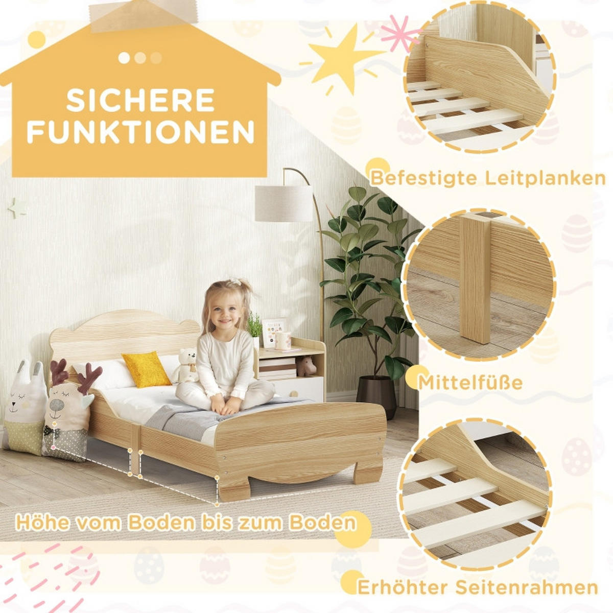 KINDERBETT Haus 143 cm natur - Naturfarben, Holz - LEBENLANG