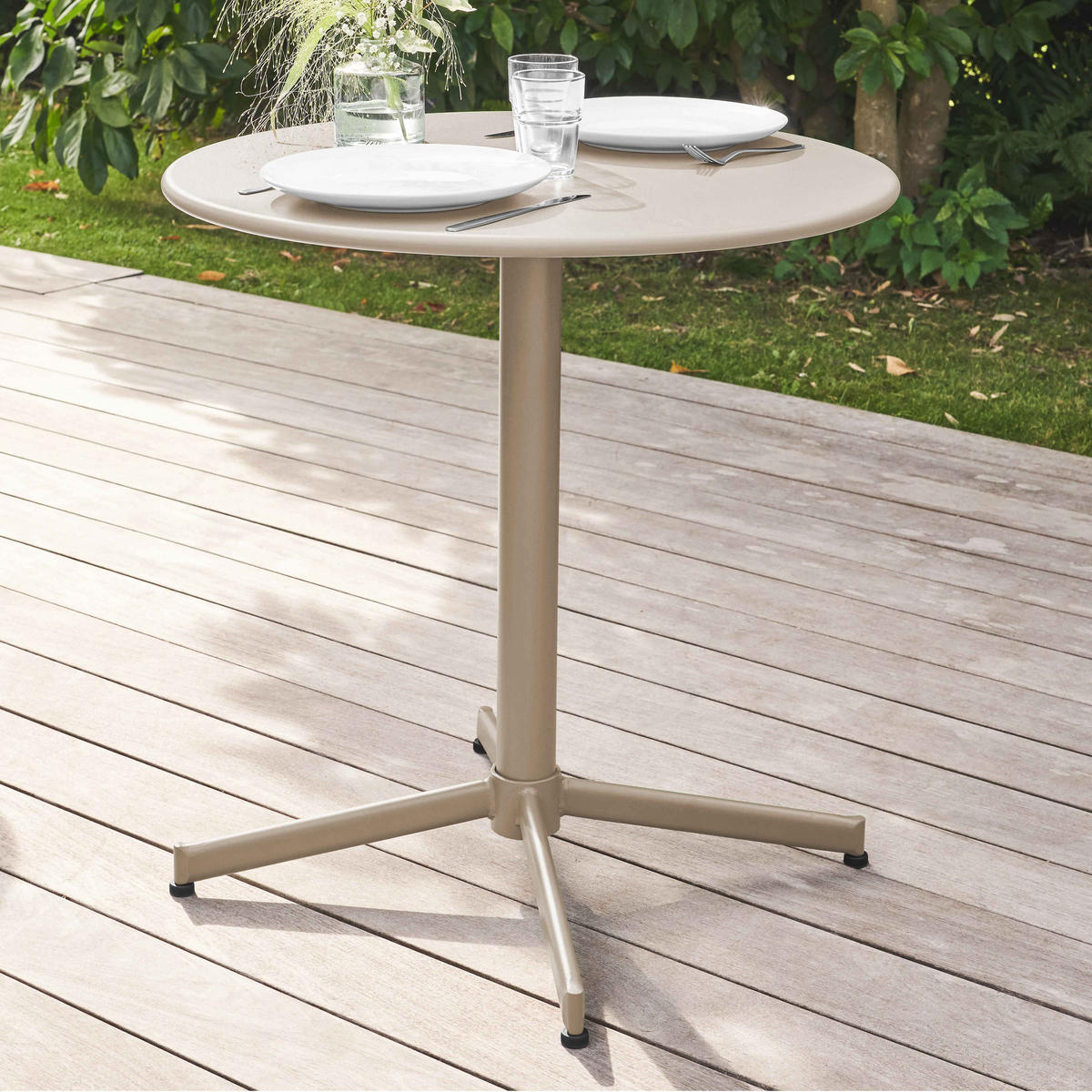 GARTENSET 3-tlg, Taupe - Taupe, Metall - Oviala