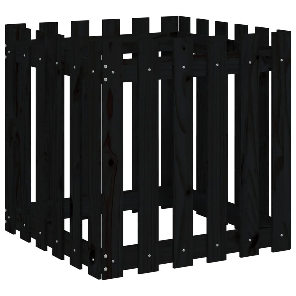 PFLANZKÜBEL Lattenzaun-Design Schwarz 60x60x60 cm Kiefernholz - Schwarz, Holz (60/60/60cm)