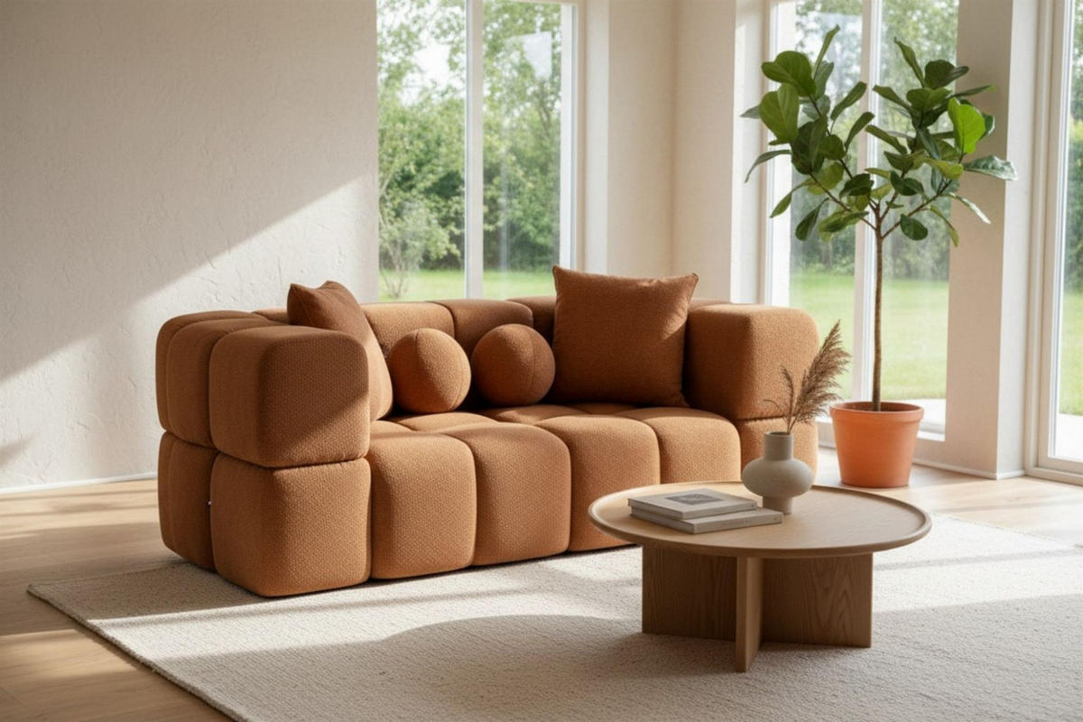 SOFA 3-sitzer Vega - Rotbraun, Holzwerkstoff/Textil (250/77/103cm) - Fun Möbel